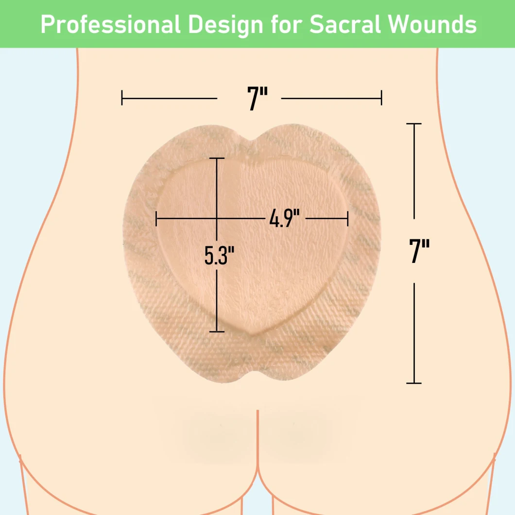 High Quality Waterproof Border Bedsore Sacral Dressing Sacral Silicone Foam Wound Dressing