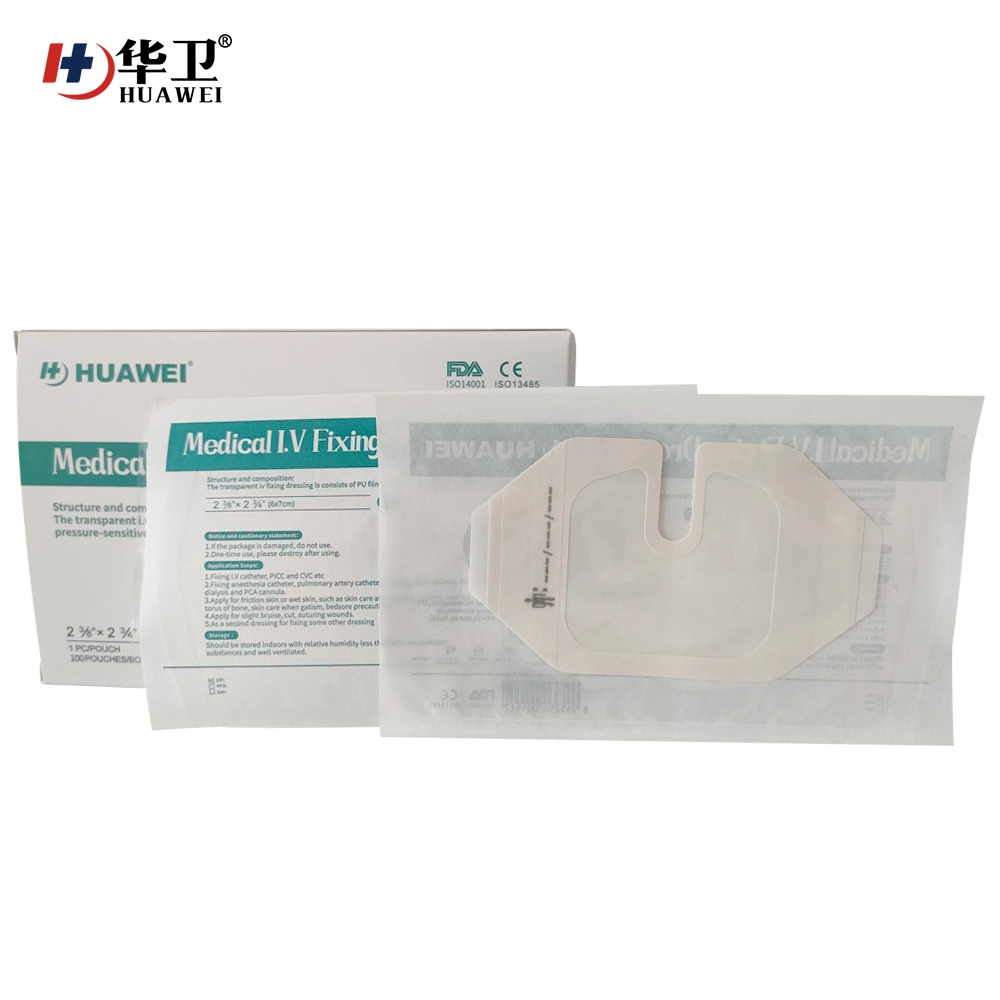 Chinese Manufacture Original Made PU Transparent Film IV Cannula Fixing Dressing with U Port 6*7cm 100PCS/Box Wholesale